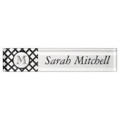 Aangepaste Monogram Bureau Naamplaat Gestreept Zwa Naambordje (Voorkant)