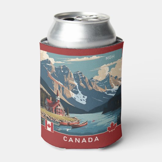 Aangepaste Monogram Canada Reizen Poster Blikjeskoeler (Blikje Voorkant)