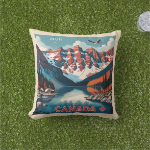Aangepaste Monogram Canada Reizen Poster Buitenkussen
