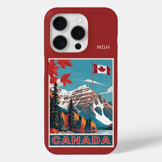 Aangepaste Monogram Canada Reizen Poster Case-Mate iPhone Case (Achterkant)
