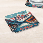 Aangepaste Monogram Canada Reizen Poster Kartonnen Onderzetters (Gekanteld)