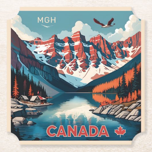 Aangepaste Monogram Canada Reizen Poster Kartonnen Onderzetters (Voorkant)