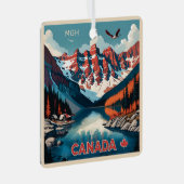 Aangepaste Monogram Canada Reizen Poster Metalen Ornament (Voorkant Rechts)