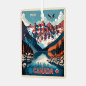 Aangepaste Monogram Canada Reizen Poster Metalen Ornament (Voorkant links)
