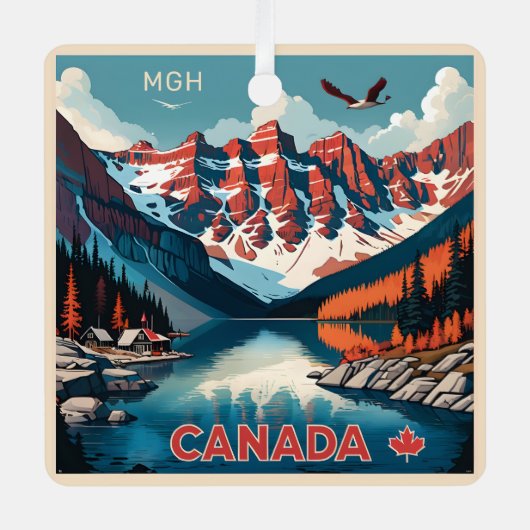 Aangepaste Monogram Canada Reizen Poster Metalen Ornament (Voorkant)