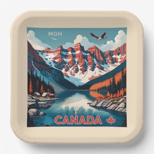 Aangepaste Monogram Canada Reizen Poster Papieren Bordje (Voorkant)