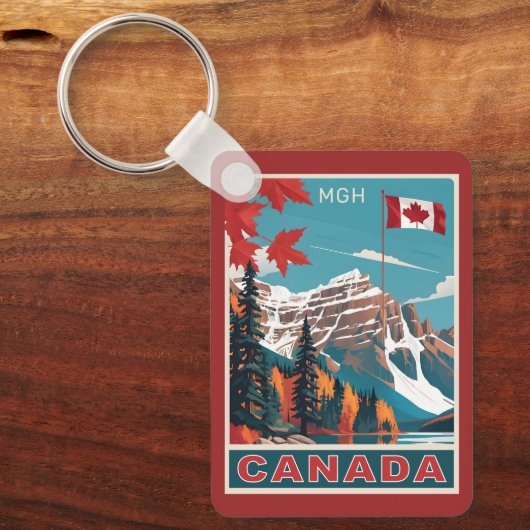 Aangepaste Monogram Canada Reizen Poster Sleutelhanger (Voorkant)