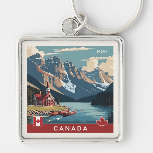 Aangepaste Monogram Canada Reizen Poster Sleutelhanger (Voorkant)