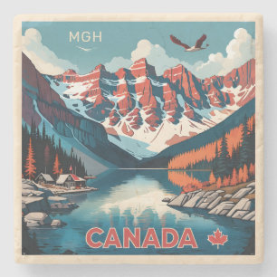 Aangepaste Monogram Canada Reizen Poster Stenen Onderzetter