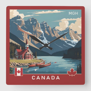 Aangepaste Monogram Canada Reizen Poster Vierkante Klok