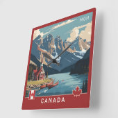 Aangepaste Monogram Canada Reizen Poster Vierkante Klok (Hoek)