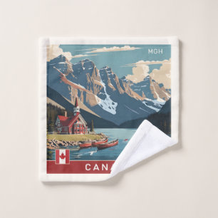 Aangepaste Monogram Canada Reizen Poster Washandje