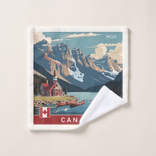 Aangepaste Monogram Canada Reizen Poster Washandje (Wasdoekje)