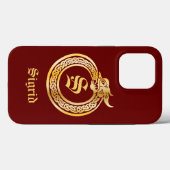 Aangepaste monogram Celtic Style Gold Toned urobor Case-Mate iPhone Case (Achterkant (horizontaal))