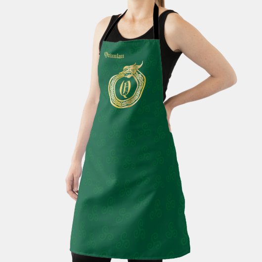 Aangepaste monogram Celtic Style Gold Toned urobor Schort (Insitu)