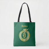 Aangepaste monogram Celtic Style Gold Toned urobor Tote Bag (Voorkant)