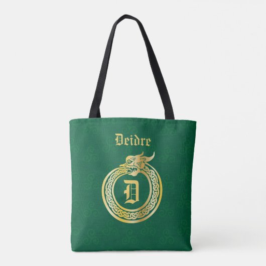 Aangepaste monogram Celtic Style Gold Toned urobor Tote Bag (Achterkant)
