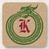 Aangepaste monogram Celtic Style Ouroboros Bier Onderzetter (Voorkant)