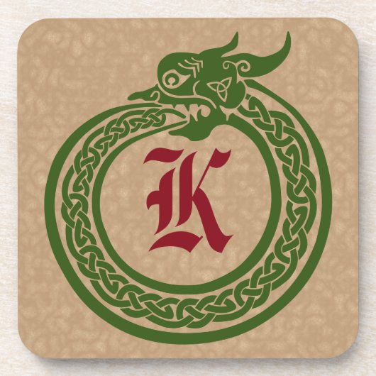 Aangepaste monogram Celtic Style Ouroboros Bier Onderzetter (Voorkant)