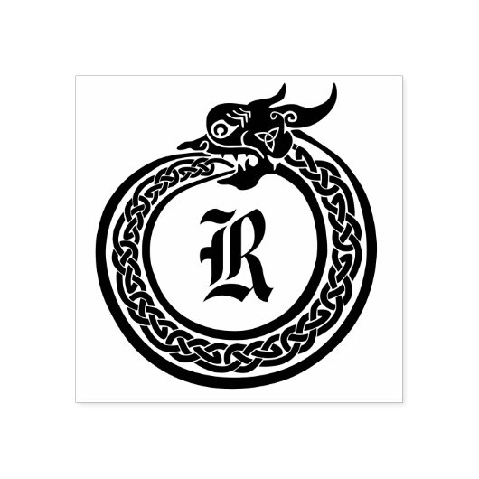 Aangepaste monogram Celtic Style Ouroboros Rubberstempel (Afrduk)