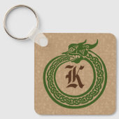 Aangepaste monogram Celtic Style Ouroboros Sleutel Sleutelhanger (Voorkant)
