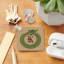 Aangepaste monogram Celtic Style Ouroboros Sleutel Sleutelhanger