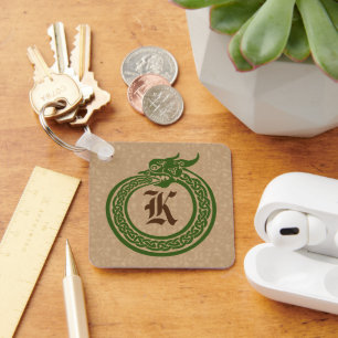 Aangepaste monogram Celtic Style Ouroboros Sleutel Sleutelhanger