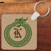 Aangepaste monogram Celtic Style Ouroboros Sleutel Sleutelhanger (Achterkant)