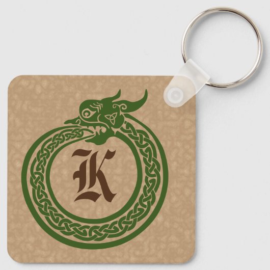 Aangepaste monogram Celtic Style Ouroboros Sleutel Sleutelhanger (Achterkant)