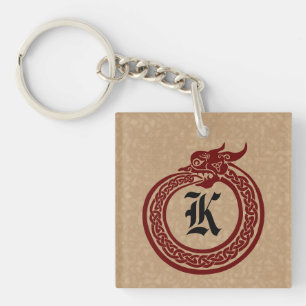 Aangepaste monogram Celtic Style Ouroboros Sleutelhanger