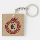 Aangepaste monogram Celtic Style Ouroboros Sleutelhanger (Achterkant)