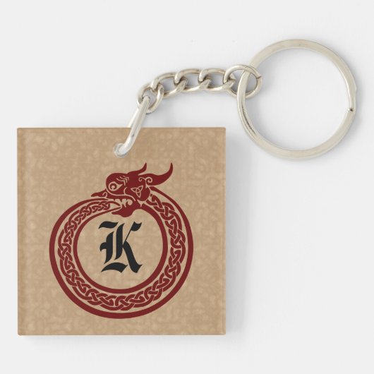 Aangepaste monogram Celtic Style Ouroboros Sleutelhanger (Achterkant)
