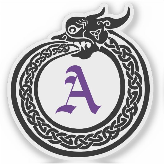 Aangepaste monogram Celtic Style Ouroboros Sticker (Voorkant)