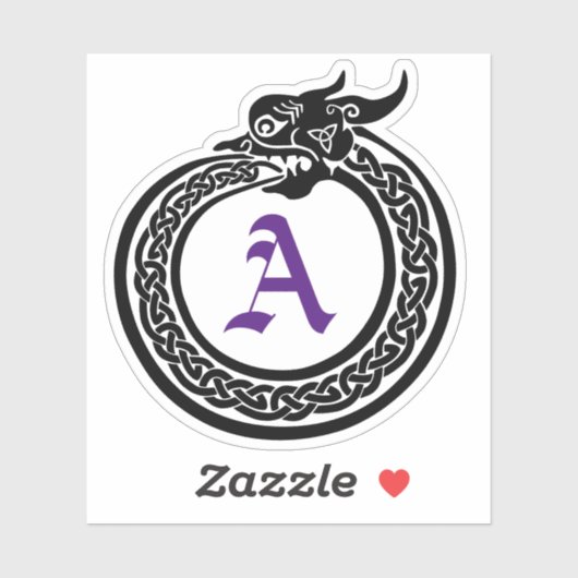Aangepaste monogram Celtic Style Ouroboros Sticker (Vel)