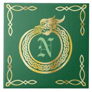 Aangepaste monogram Celtic Style Ouroboros Tegeltje