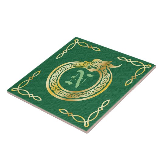 Aangepaste monogram Celtic Style Ouroboros Tegeltje (Zijkant)
