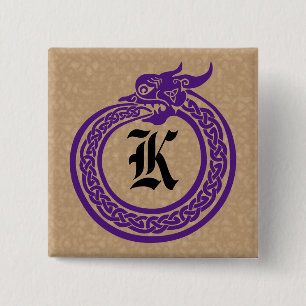 Aangepaste monogram Celtic Style Ouroboros Vierkante Button 5,1 Cm