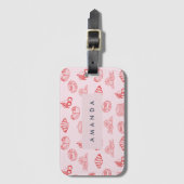 Aangepaste Monogram Charming Girly Cherry Strawber Bagagelabel (Voorkant (verticaal))