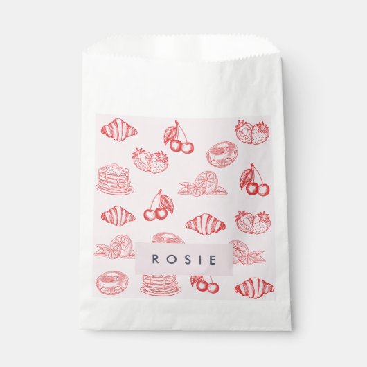 Aangepaste Monogram Charming Girly Cherry Strawber Bedankzakje (Voorkant)