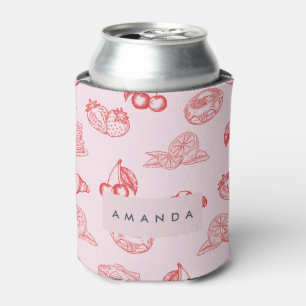 Aangepaste Monogram Charming Girly Cherry Strawber Blikjeskoeler