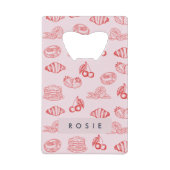 Aangepaste Monogram Charming Girly Cherry Strawber Creditkaart Flessenopener (Voorkant)