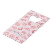 Aangepaste Monogram Charming Girly Cherry Strawber Creditkaart Flessenopener (Voorkant Gekanteld)