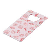 Aangepaste Monogram Charming Girly Cherry Strawber Creditkaart Flessenopener (Achterkant Gekanteld)