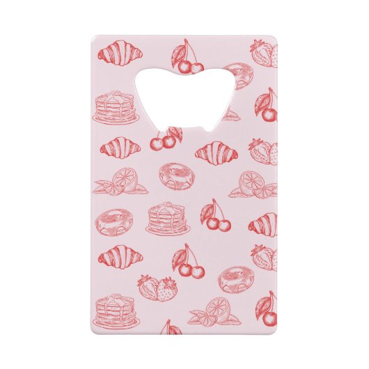 Aangepaste Monogram Charming Girly Cherry Strawber Creditkaart Flessenopener (Achterkant)