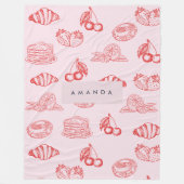 Aangepaste Monogram Charming Girly Cherry Strawber Fleece Deken (Voorkant)