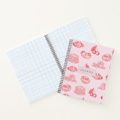 Aangepaste Monogram Charming Girly Cherry Strawber Notitieboek (Binnen)
