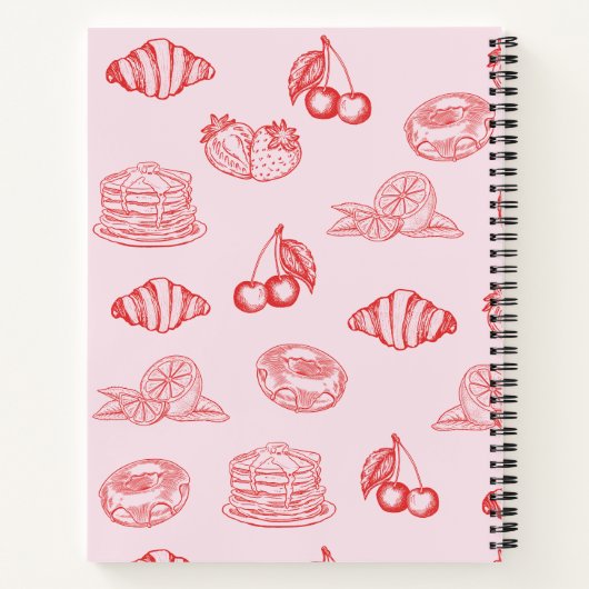 Aangepaste Monogram Charming Girly Cherry Strawber Notitieboek (Achterkant)