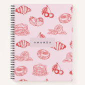 Aangepaste Monogram Charming Girly Cherry Strawber Notitieboek (Voorkant)
