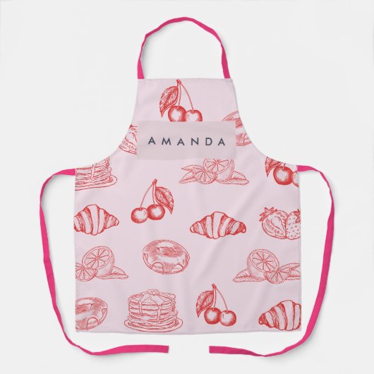 Aangepaste Monogram Charming Girly Cherry Strawber Schort (Voorkant)