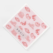 Aangepaste Monogram Charming Girly Cherry Strawber Servet (Hoek)